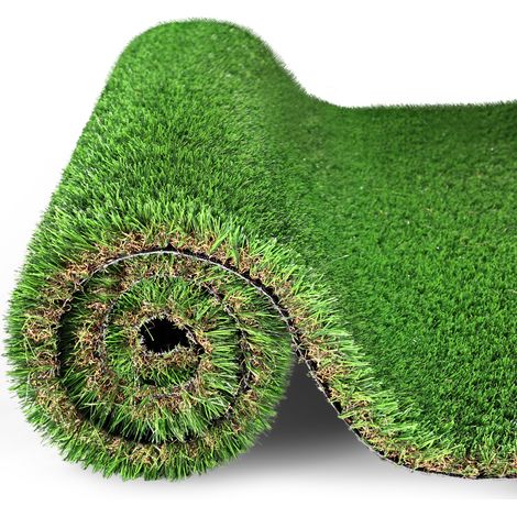 Tapis de gazon artificiel extérieur 2M2M, rouleau d'herbe synthétique réaliste et épais pour la décoration de patio, balcon, jardin, pelouse, tapis de drainage pour chiens et animaux, hauteur de poils (1/5)