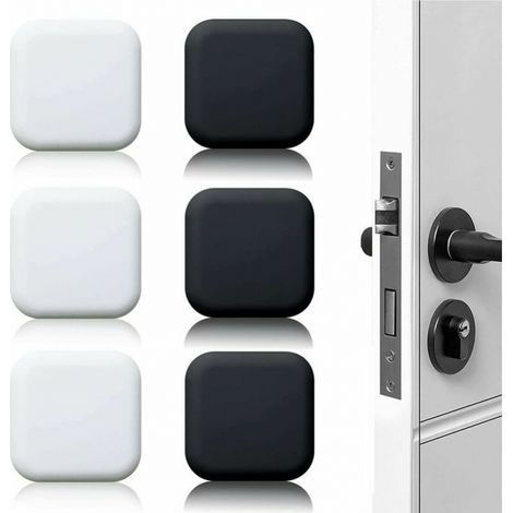 Butoir de porte mural grand 6 pièces tampon de porte autocollant en caoutchouc blanc/noir 45mm×45mm tampon de poignée de porte tampon mural pour poignées de porte contre butée de porte (1/4)