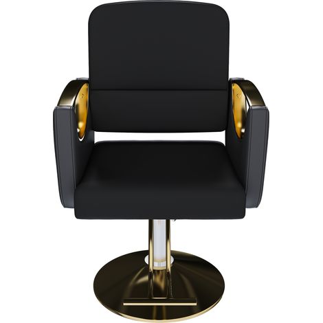 CHICFURN Chaise de salon hydraulique noire et or 90x62x90 cm, pivotante 360°, pour salon (1/5)