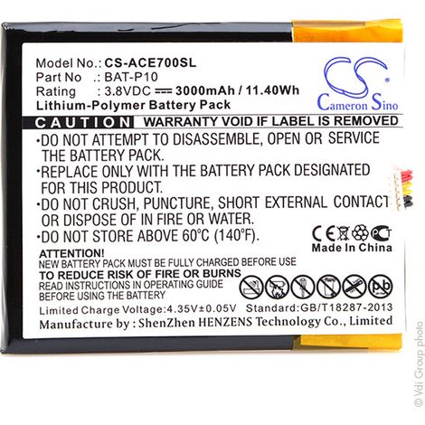 NX - Batterie téléphone, smartphone, GSM pour Acer 3.8V 3000mAh - BAT-P10 BAT-P10(1ICP5 (1/3)