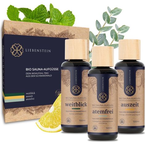 Liebenstein BIO Saunaaufguss SET “Wohlfühl-Trio” - 3x 100ml Sauna Aufguss (1/4)