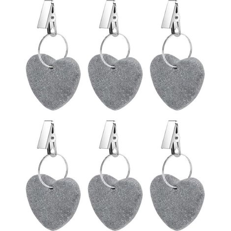 Lot de 6 poids de table, Poids de nappe pour tables d'extérieur, aspect marbre gris, avec pinces métalliques incluses (1/5)