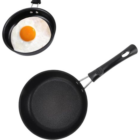 Cuisine, Mini Poêle Antiadhésive 12 cm Noire, Petite Poêle à Œufs mobile pour Camping, Induction et Gaz, Revêtement (1/5)