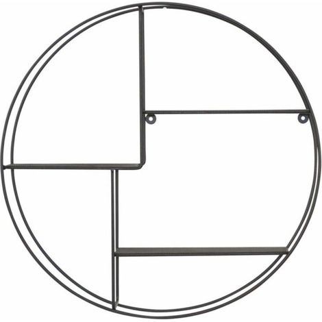 Estante de pared redondo con 3 estantes de malla en elegante y práctico metal negro ETA05032