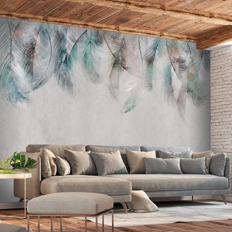 Papier peint Plumes colorées - 150 x 105 cm (1/4)