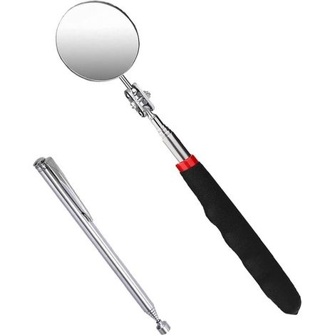 2 Pièces Miroir Mecanique Auto Extensible Jusqu'à 73cm,360 ° Rotatif Rond Aimant Telescopique,Miroir Mecanicien avec Poignée Allongée,Aimant Mecanique pour Inspection et Réparation Automobile (1/5)