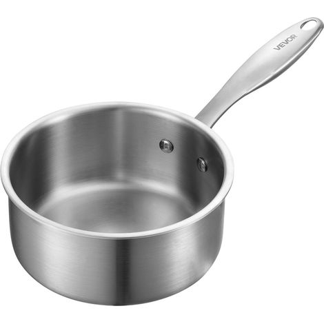 Casserole en acier inoxydable de 1,5 L avec couvercle en verre, antiadhésive et compatible four et induction, poignée ergonomique. (1/5)