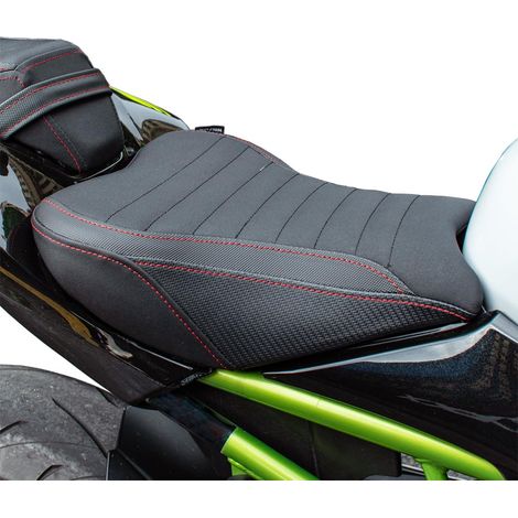 Motorcycle Driver Leather Passenger Seat Cushion Cover Compatible with Z900 2017-2023 2018 2019 2020 2021 2022 (Front Black)