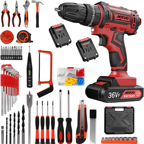Perceuse Visseuse Sans Fil MAGICFOX 36V avec 100 Accessoires, 2 Batterie , Visseuse Devisseuse San Fil Multifonctionnelle 40N.m couple Max, 2 Vitesses (1/4)