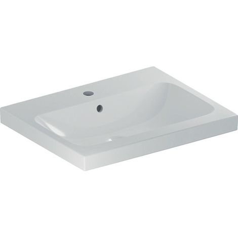 Geberit Aufsatzwaschtisch iCon Light 60x48cm, HL mit., m ÜL, weiß-alpin/matt (1/5)