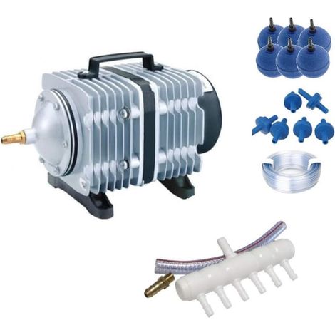 1 Kit Compresseur D'air, 50w, 70l/min, Tuyau 20m, Pour Aquarium Koi