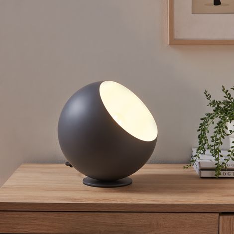 Lámpara de mesa Lukkodso pantalla esférica 1xE27 metal 20xØ20cm - Gris  [lux.pro]