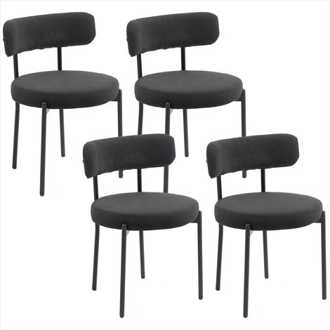 Banc de salle à manger Chaises repas noires en tissu bouclette (1/5)