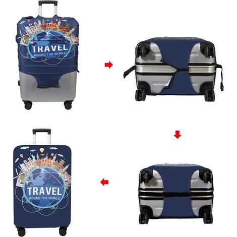(S (pour 18-20 bagages), VOYAGE) Resebagageskydd Spandex Resväska Skydd Tvättbara Bagageskydd (1/2)