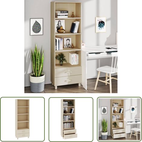 The Living Store Buffet HAMAR Marron miel 60x35x180 cm Bois massif de pin - Buffet - Meuble De Rangement - Armoire - Commode - Bois Massif (1/5)