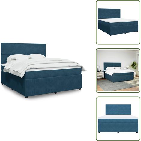 Sommier à lattes de lit et matelas Bleu foncé 180x200cm Velours - Sommier À Lattes De Lit - Sommiers À Lattes De Lit - Lit - Meuble De Chambre À Coucher (1/5)