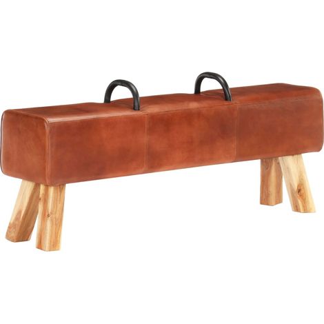 Banc cheval d'arçon,Banquette de salon vintage Cuir véritable de chèvre NKK83343 (1/5)