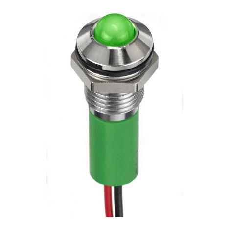 Voyant LED lumineux Vert RS PRO, dia. 8mm, 24V c.c., taille de la lampe 5 mm, IP67 ( Prix pour 1 )