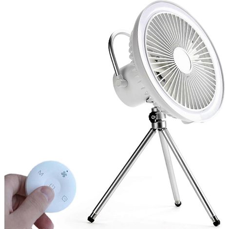 Ventilateur suspendu rechargeable 4000 mAh à 3 vitesses avec trépied pour la chambre ou le camping