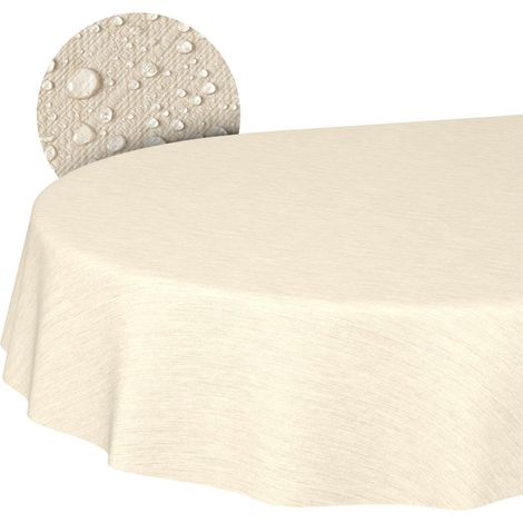 Nappe de Table en Toile cirée, Lavable, Ovale, Bord coupé, Aspect Textile, pour Table de Jardin, Verte, 140 x 180 cm (1/5)