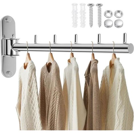 Porte-Vêtements Cintre Mural Étendoir Pliable en Acier Inoxydable (1/5)