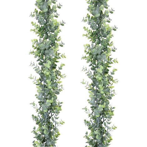 Guirlande d'eucalyptus artificiel, lot de 2, 1,8 m (6 pieds) de feuillage suspendu, idéale pour un décor de mariage. (1/5)