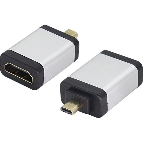 Micro HDMI Aluminium Boîtier Coupleur,HDMI Femelle à Micro HDMI Mâle Adaptateur pour 3D Micro HDMI Port Extension Périphérique Compatible avec Caméra de Sport (2-Pack/Argent) (1/5)