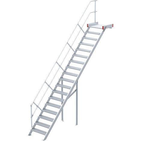 Euroline 511 Podesttreppe 45° 600mm Stufenbreite 18 Stufen Alu gerieft