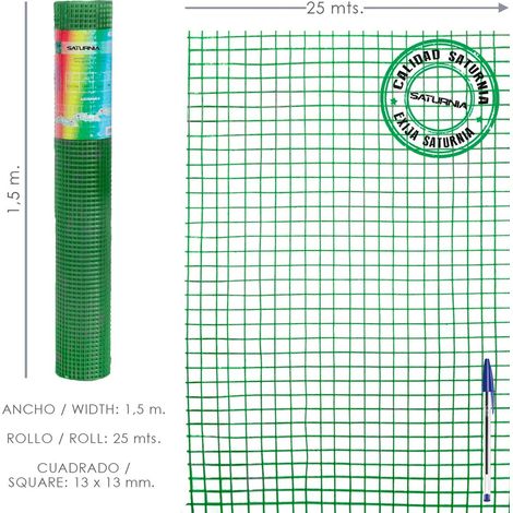 SATURNIA - Rete saldata plastificata Corral 13x13 / Altezza 150 cm / Rotolo 25 metri