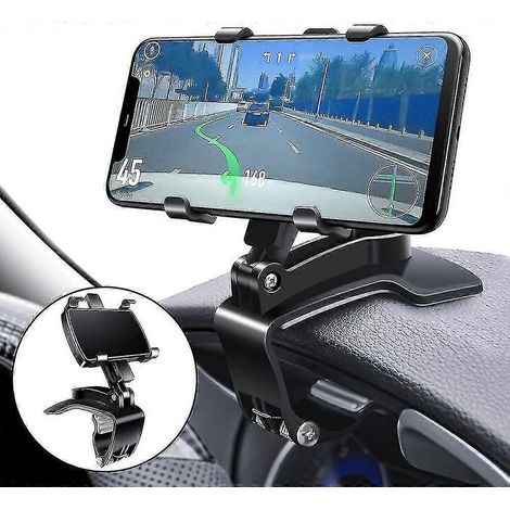 Support de téléphone multifonction Starlight pour tableau de bord de voiture, avec clip à ressort réglable et rotatif à 360°, noir (1/4)