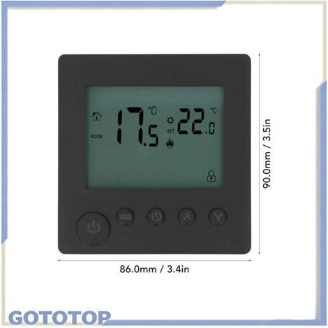 Thermostat LCD Thermostat numérique 4500W, haute puissance, chauffage électrique au sol, quincaillerie cheminee Noir (1/4)