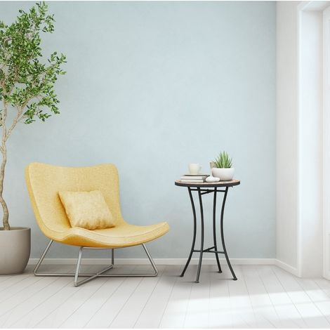 Table de jardin en métal noir ronde avec motif mosaïque, résistante aux intempéries (1/5)