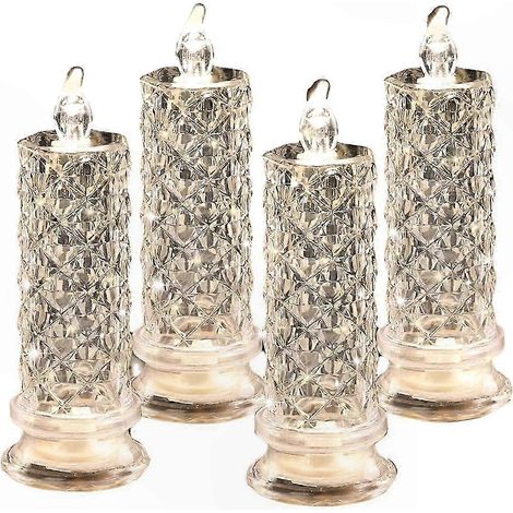 Flammenlose LED-Kerzen, 4er-Set romantische, batteriebetriebene Stumpenkerzen für stimmungsvolle Beleuchtung und warme Atmosphäre. (1/5)