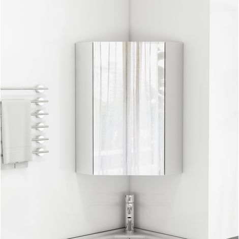 Armadietto da bagno angolare sospeso 32,5 x 32,5 x 55,6 cm bianco - CHICFURN (1/5)