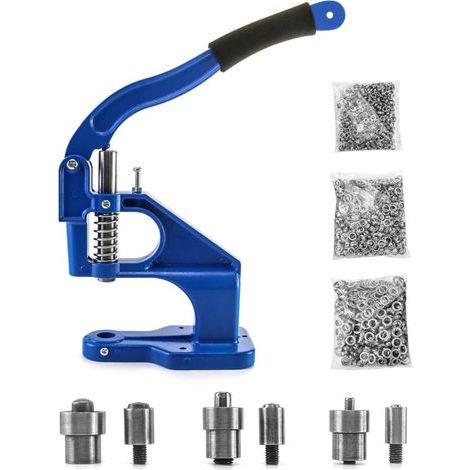 Presa per Occhielli, Macchina Punzonatrice per Occhielli con 3 Matrici e 1500 Occhielli, per Cuoio e Tessuto (1/4)