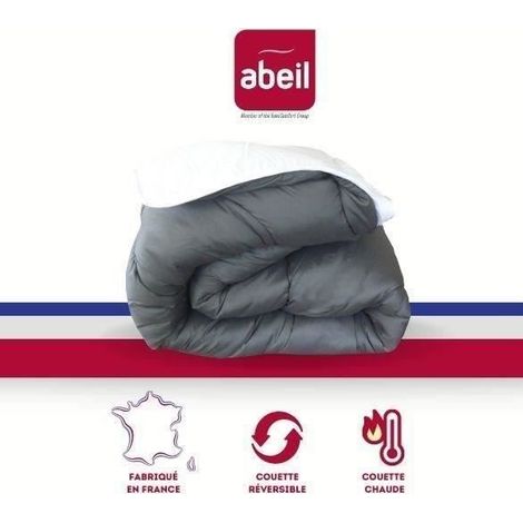 ABEIL Couette Bicolore - 200 x 200 cm - Blanc et gris (1/2)