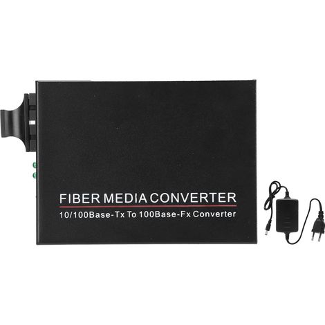 Transmetteur Fibre Optique TBC‑MC3302ED20 100M Monomode Double Fibre 20km / SC / 1310nm Convertisseur de Média 100‑240V Prise EU