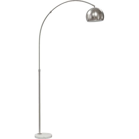 Lámpara de pie, diseño arqueado con base de mármol, 167 cm, plata. (1/5)
