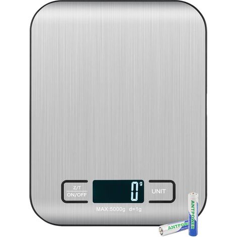 Balanza de cocina digital, ultradelgada de 5 kg (11 lb), para alimentos, cocina y repostería, lectura precisa de 1 g (0,1 oz), 5 unidades, función de tara, botón táctil. (1/5)