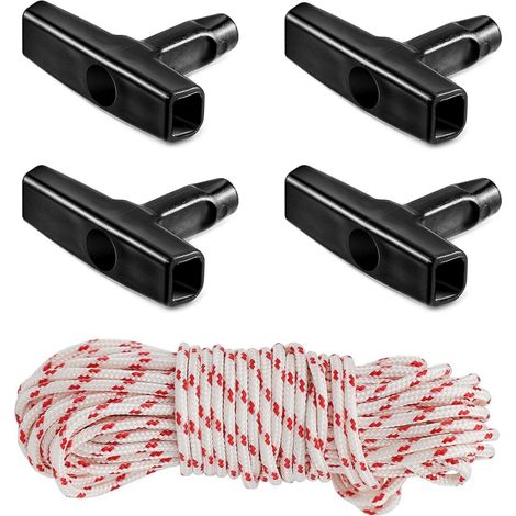 Tiradores de plástico y cuerdas de 10 metros para puertas de garaje kit de seguridad, ideal para emergencias en escaleras de ático. (4 tiradores + 1 cuerda de 10 m (4,0 mm)) (1/5)