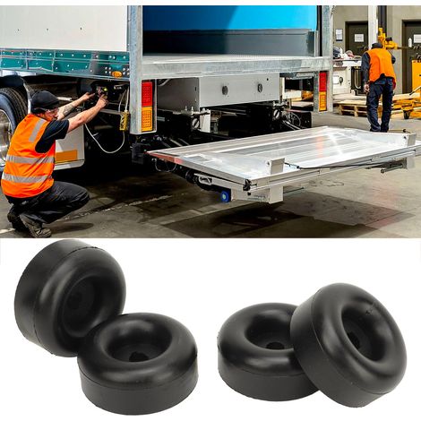 4 Stück 2,5 Zoll runde, perforierte Gummipuffer für Rampentüren von Lastanhängern, schwarz. (1/5)
