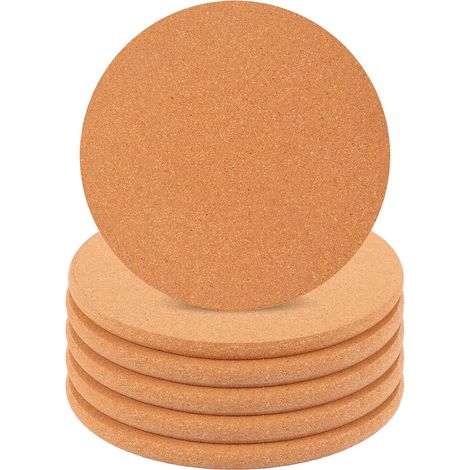 Dessous de Plat en Liège - Lot de 6 - Rond Naturel 19cm - Isolation Thermique 10mm - Cuisine et Salle à Manger - Diamètre 19 cm (1/5)