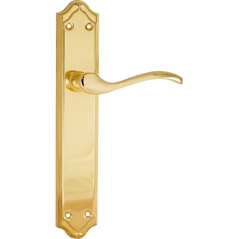 Micel - 01666 - Set di maniglia per porta con piastra in acciaio e maniglia in alluminio, finitura ottonata, 250 x 45 mm. (1/2)