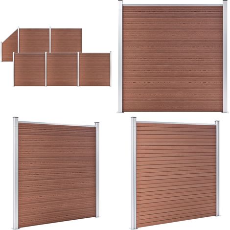 WPC Zaun-Set 5 Quadrate + 1 Schräge 965x186 cm Braun - WPC-Zaun - Gartenzaun