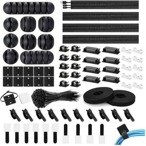 Kit de gestion des câbles 173 pièces, support adhésif