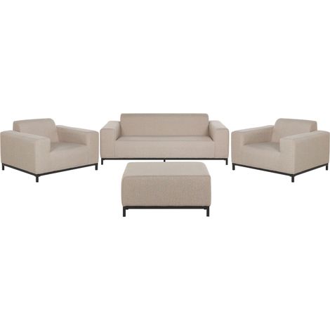 Divano da giardino in tessuto beige con ottomana Rovigo