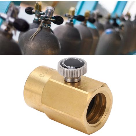 Ersatzset für Haushalts-CO2-Nachfüllflaschen (CGA320 auf TR21.4 Adapter, Messinganschluss) zum Befüllen von Sprudelwasserspendern (Ersatzteile mit Gewinde). (1/5)