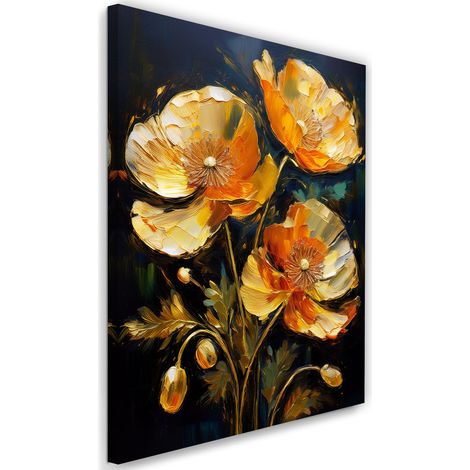 Tableau déco Coquelicots dorés Fleurs Natura 40x60 (1/5)