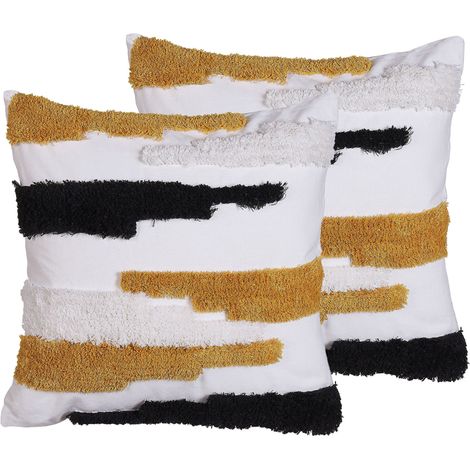 Conjunto de 2 cojines decorativos multicolor estructura irregular cuadrado 45 x 45 cm accesorios de decoración moderna Monarda
