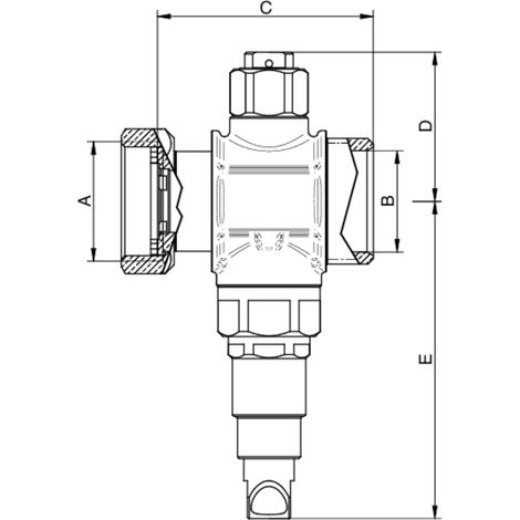 Valvola antigelo cal. folle 1"-1/4 x T35. DN 32 - G 1"1/4 F, Ø35. BOME D05T354G  Acciaio inox (1/2)
